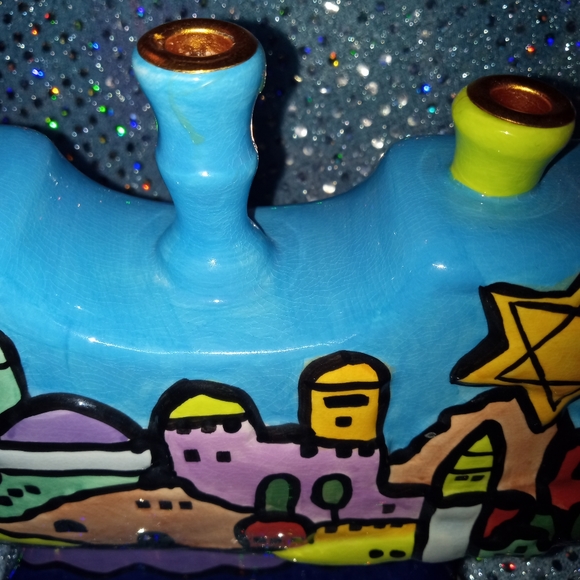 PHENOMENAL NICOLE ENGBLOM CERAMIC MENORAH OR CANDLELABRA - Picture 11 of 13